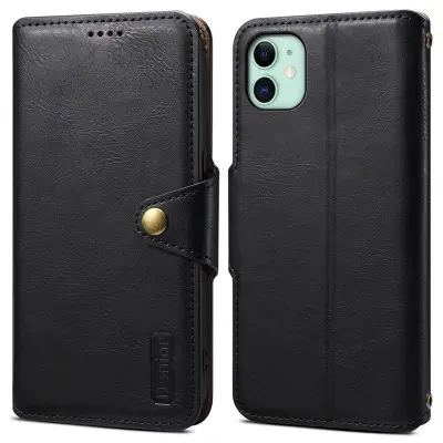 DENIOR iPhone 11 Plånboksfodral Konstläder Stötbeständig - Svart
