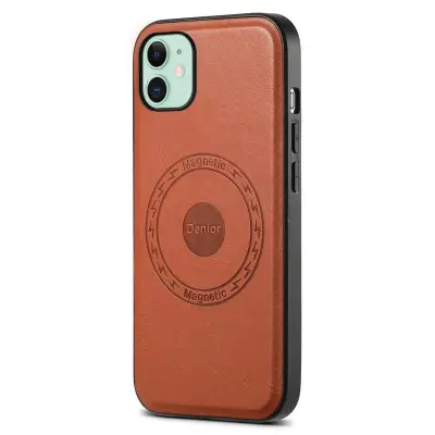 DENIOR iPhone 11 Fodral MagSafe PU Läder - Brun
