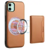 DENIOR Mobilskal till iPhone 11 i äkta läder med avtagbar kortficka - Khaki