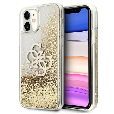 Guess Mobilskal till iPhone 11 / Xr MagSafe 4G Big Liquid Glitter - Guld