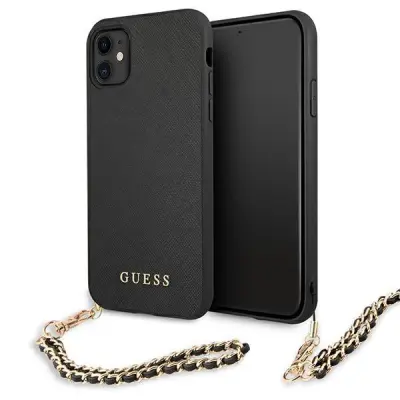 Guess iPhone 11 / Xr Mobilskal MagSafe Saffiano Chain - Svart
