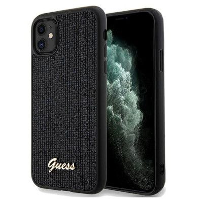 Guess iPhone 11 Skal Disco Script PU Metall Svart
