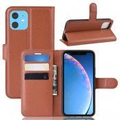 Litchi Plånboksfodral till iPhone 11 - Brun