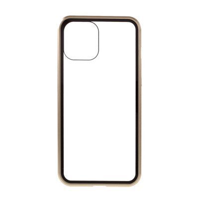 Magnetisk Metal skal med Härdat Glas till iPhone 11/XR - Guld