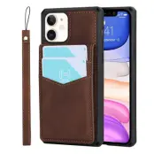 Skal med Kortplatser till iPhone 11 - Brun