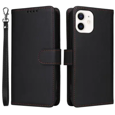 BETOPNICE iPhone 12 mini Plånboksfodral - Avtagbart Konstläder - Svart