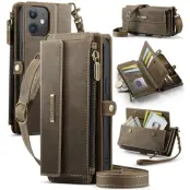 CASEME Plånboksfodral till iPhone 12 mini RFID-Skydd Konstläder Brun
