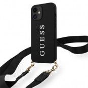 Guess Skal iPhone 12 mini Silikon Printed Logo Strap - Svart