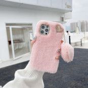 I Love You Heart Fluffig Skal till iPhone 12 Mini - Rosa