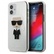 Karl Lagerfeld iPhone 12 Mini Skal Ikonik Karl Glitter - Silver