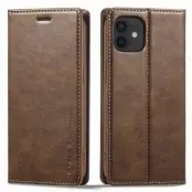 LC.IMEEKE Plånboksfodral för iPhone 12 mini - Konstläder - Brun