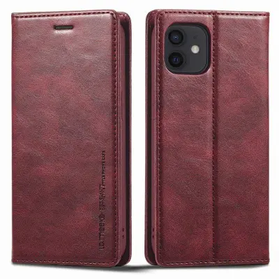 LC.IMEEKE iPhone 12 mini Plånboksfodral - Shockproof Konstläder - Röd