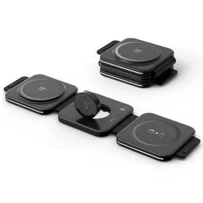 3in1 Magsafe Trådlös Resa Laddare - Svart (Svart)