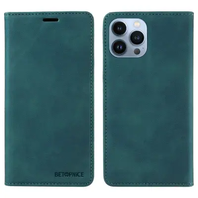 BETOPNICE 003 iPhone 12 Pro Max Plånboksfodral Konstläder - Grön