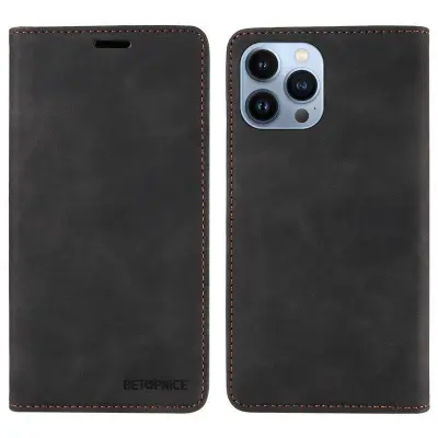 BETOPNICE 003 iPhone 12 Pro Max Plånboksfodral Konstläder - Svart