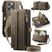Caseme iPhone 12 Pro Max Plånboksfodral RFID Blocking Zipper - Brun