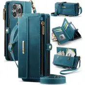 Caseme iPhone 12 Pro Max Plånboksfodral RFID Blocking Zipper - Grön