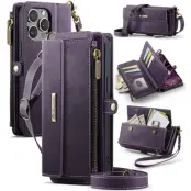 Caseme iPhone 12 Pro Max Plånboksfodral RFID Blocking Zipper - Lila