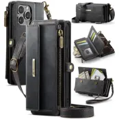Caseme iPhone 12 Pro Max Plånboksfodral RFID Blocking Zipper - Svart