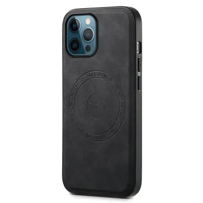 DENIOR A11 iPhone 12 Pro Max Fodral Retro PU+PC+TPU Svart