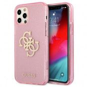 Guess iPhone 12 Pro Max Skal Glitter Logo - Rosa