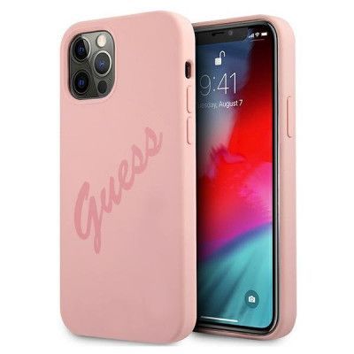 Guess iPhone 12 Pro Max Skal Script Vintage - Rosa