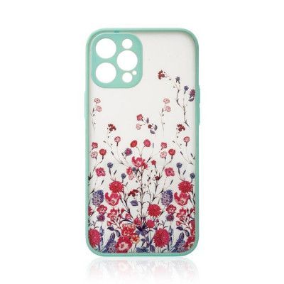 iPhone 12 Pro Max Skal Flower Design - Ljusblå