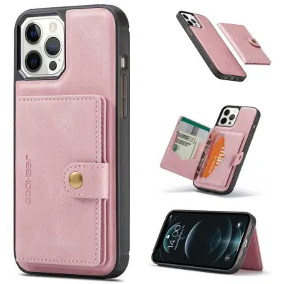 JEEHOOD iPhone 12 Pro Max Fodral KonstLäder Magnetisk - Rosa