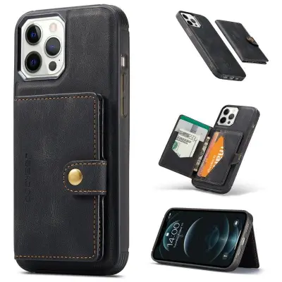 JEEHOOD iPhone 12 Pro Max Fodral Magnetiskt Avtagbart Konstläder - Svart