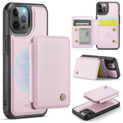 JEEHOOD J05 Mobilskal till iPhone 12 Pro Max Läder med Kortfack - Rosa