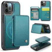JEEHOOD J05 Mobilskal till iPhone 12 Pro Max Läder med Magnetficka Cyan