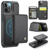JEEHOOD J05 Mobilskal till iPhone 12 Pro Max Läder med Magnetficka - Svart