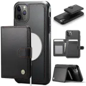 JEEHOOD J09 Fodral iPhone 12 Pro Max KonstLäder RFID-Skydd Svart