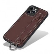 Läderskal med handstrap iPhone 12 Pro Max Brun