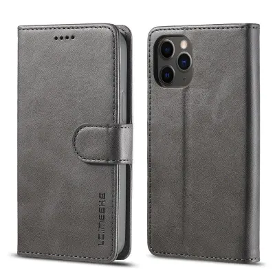 LC.IMEEKE iPhone 12 Pro Max Plånboksfodral Konstläder - Grå
