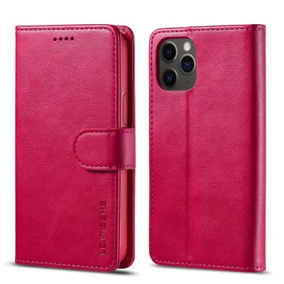LC.IMEEKE iPhone 12 Pro Max Plånboksfodral i Konstläder - Röd