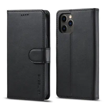 LC.IMEEKE iPhone 12 Pro Max Plånboksfodral i Konstläder - Svart