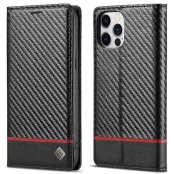LC.IMEEKE iPhone 12 Pro Max Plånboksfodral i Konstläder - Röd rand