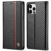 LC.IMEEKE iPhone 12 Pro Max Plånboksfodral i Konstläder - Röd Stripe