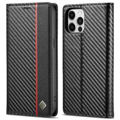 LC.IMEEKE iPhone 12 Pro Max Plånboksfodral i Konstläder - Röd Stripe