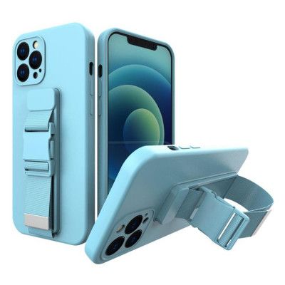 Rope Gel Airbag Skal Med Lanyard iPhone 12 Pro Max - Blå