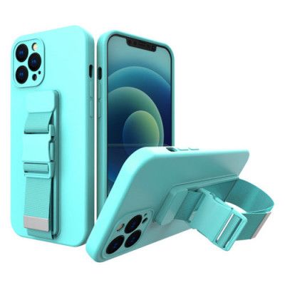 Rope Gel Airbag Skal Med Lanyard iPhone 12 Pro Max - Ljus Blå