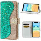 Croco Bling iPhone 12/12 Pro Plånboksfodral - Grön