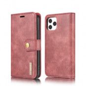 DG.MING Detachable Äkta Läder Plånboksfodral iPhone 12 & 12 Pro - Röd