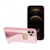 Forcell Leather skal Kickstand till iPhone 12  Rosa