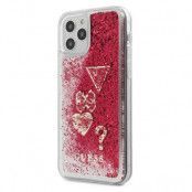 Guess iPhone 12 & 12 Pro skal Glitter Charms raspberry