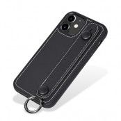Läderskal med handstrap iPhone 12/12 Pro Svart