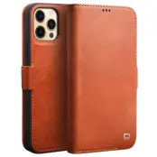 QIALINO iPhone 12 Pro Plånboksfodral Äkta Läder Magnetlås