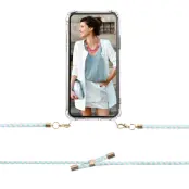 Boom iPhone 12 & 12 Pro skal med mobilhalsband- MintWhite Stripes