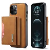DG.MING iPhone 12 & 12 Pro Tri-fold Wallet Med Kickstand - Brun